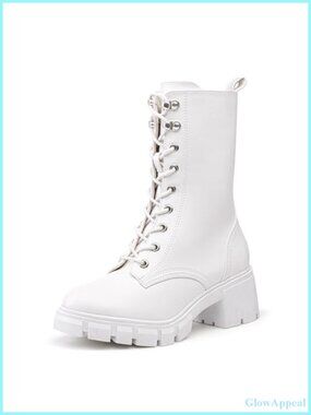 IDIFU Women's Combat Platform Boots Chunky Lace Up Booties